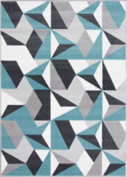 Loomed Duck Egg Blue Grey Diamond Geometric Living Room Rug 240X330Cm - thumbnail 4
