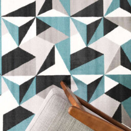 Loomed Duck Egg Blue Grey Diamond Geometric Living Room Rug 240X330Cm - thumbnail 3
