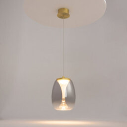 Luminosa Lighting Luminosa Splash Modern Dome Pendant Ceiling Light Gold 3000K 280Lm Smoky Shade - thumbnail 2