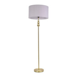 Valuelights Marissa Gold Stacked Ball Floor Lamp With Grey Drum Shade - thumbnail 2