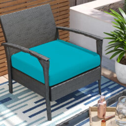 Crescent Waterproof Garden Furniture Seat Pad Cushions 60 X 60 X 5Cm Turquoise Square Seat Pad For Indoor & Outdoor Rattan Chair - thumbnail 1