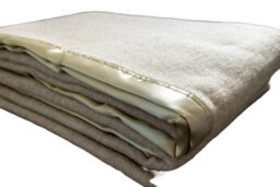 Just So Home Traditional 100% Pure Wool Solid Weave Blanket With Satin Ribbon Trim (Camel, Double)