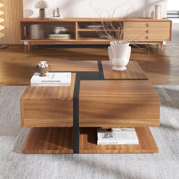 HomeTouch Square Coffee Table With 4 Drawers And Storage Side Table For Living Room - thumbnail 5