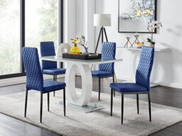 Furniturebox Uk Giovani 4 Grey Dining Table & 4 Navy Velvet Milan Black Leg Chairs - thumbnail 1