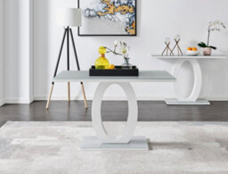 Furniturebox Uk Giovani 4 Grey Dining Table & 4 Navy Velvet Milan Black Leg Chairs - thumbnail 2