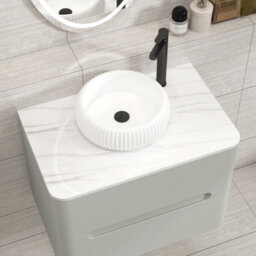 Royal Bathrooms Venice 700mm Dove Grey Wall Mounted Bathroom Countertop Vanity Unit 2 Drawer With Milan Basin - thumbnail 6