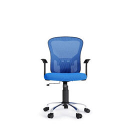 Mesh Back Office Chair In Blue With Back And Leg - thumbnail 3