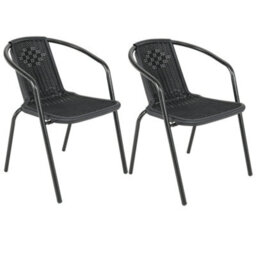 Breeins Black Set Of 5 Garden Furniture Set Outdoor Dining Set Round Glass Umbrella Table And Stacking Chairs For Patio - thumbnail 6