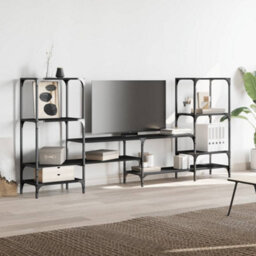 Berkfield Tv Cabinet Black 206.5X28.5X95 Cm Engineered Wood - thumbnail 4