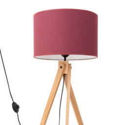 Sollux Lighting Natt Fabric/pvc/wood Burgundy/natural Wood 1 Lights Modern Floor Lamp