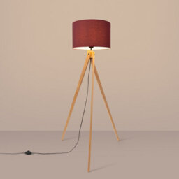 Sollux Lighting Natt Fabric/pvc/wood Burgundy/natural Wood 1 Lights Modern Floor Lamp - thumbnail 4