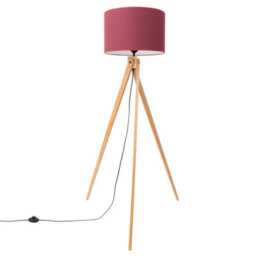 Sollux Lighting Natt Fabric/pvc/wood Burgundy/natural Wood 1 Lights Modern Floor Lamp - thumbnail 2