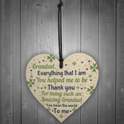 Red Ocean Thank You Grandad Gifts Wooden Heart Fathers Day Gift For Grandad From Grandchildren Keepsake - thumbnail 2