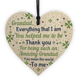 Red Ocean Thank You Grandad Gifts Wooden Heart Fathers Day Gift For Grandad From Grandchildren Keepsake