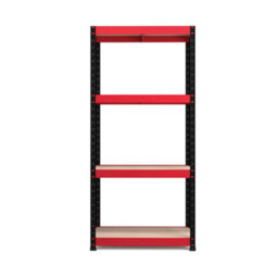 Rb Boss Garage Shelving Units 4 Shelf Mdf Red & Black Powder Coated Steel (H)1600mm (W)750mm (D)350mm, Pack Of 2 - thumbnail 2