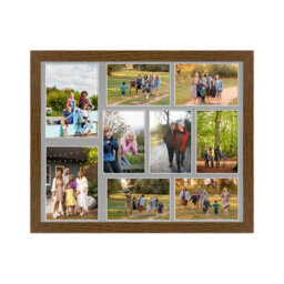 AK Frames 20X16 Dark Oak Modern Multi Photo Frame With Silver Mount - Holds 9 Apertures (2X) 7X5, (7X) 6X4 Photos