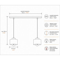 Luminosa Lighting Luminosa Simply Bar Pendant Ceiling Light Black, Gold 2X E27 - thumbnail 4