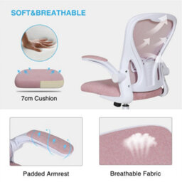 Pink Mesh Ergonomic Office Chair Swivel Rocking - thumbnail 3