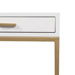 Wyld Haus Ravenna White High Gloss Bedside Table With Brushed Gold Legs And Drawer - thumbnail 8