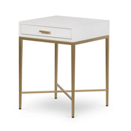 Wyld Haus Ravenna White High Gloss Bedside Table With Brushed Gold Legs And Drawer - thumbnail 3