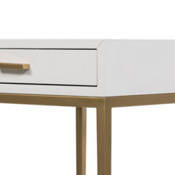 Wyld Haus Ravenna White High Gloss Bedside Table With Brushed Gold Legs And Drawer - thumbnail 6