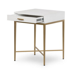 Wyld Haus Ravenna White High Gloss Bedside Table With Brushed Gold Legs And Drawer - thumbnail 4