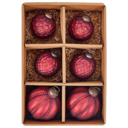 Beliani Set Of 6 Baubles Argentin Glass Red - thumbnail 4