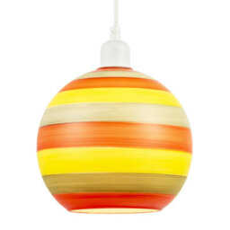 Happy Homewares Multicolour Striped Glass Globe Pendant Shade With Retro Character - thumbnail 2