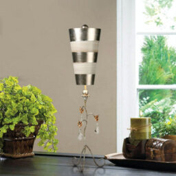 Flambeau Tivoli 1Lt Table Lamp Finish: Silver & Putty Stripes Wired: 1X60W E27 220-240V 50Hz - thumbnail 2