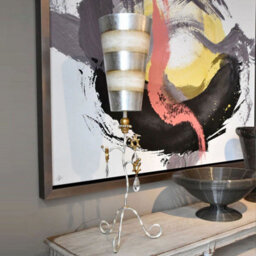 Flambeau Tivoli 1Lt Table Lamp Finish: Silver & Putty Stripes Wired: 1X60W E27 220-240V 50Hz - thumbnail 3