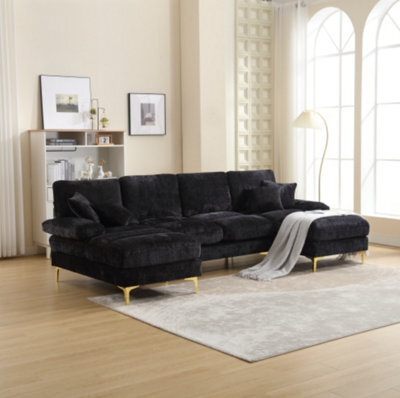 Matteo Modular U-Shaped Sectional Sofa With Chenille Fabric - Black - image 1
