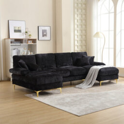Matteo Modular U-Shaped Sectional Sofa With Chenille Fabric - Black - thumbnail 6