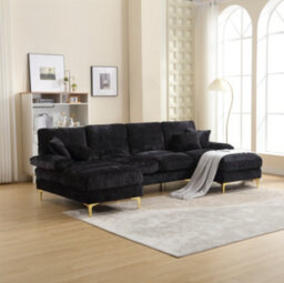 Matteo Modular U-Shaped Sectional Sofa With Chenille Fabric - Black - thumbnail 1
