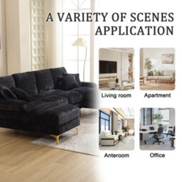 Matteo Modular U-Shaped Sectional Sofa With Chenille Fabric - Black - thumbnail 5