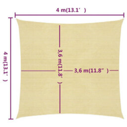 Berkfield Sunshade Sail 160 G/m2 Beige 4X4 M Hdpe - thumbnail 6