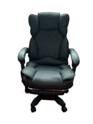Black Executive Leather Office Chair Diamond Stiches - thumbnail 1