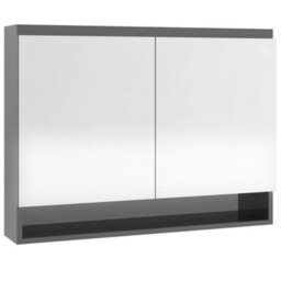 Berkfield Bathroom Mirror Cabinet 80X15X60 Cm Mdf Shining Grey - thumbnail 4