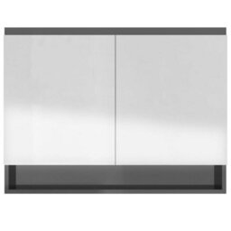 Berkfield Bathroom Mirror Cabinet 80X15X60 Cm Mdf Shining Grey - thumbnail 5