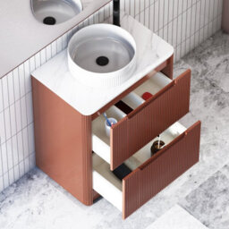 Royal Bathrooms Avenza 700mm Terracotta Clay Floor Standing Countertop Bathroom Vanity Unit 2 Drawer With Round Basin - thumbnail 5