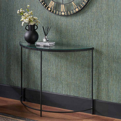 Pacific Lifestyle Marazzi Bevelled Glass And Black Metal Half Moon Console Table - image 1