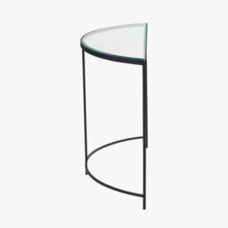 Pacific Lifestyle Marazzi Bevelled Glass And Black Metal Half Moon Console Table - thumbnail 6