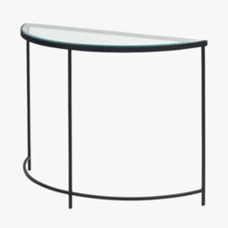 Pacific Lifestyle Marazzi Bevelled Glass And Black Metal Half Moon Console Table - thumbnail 5