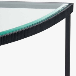 Pacific Lifestyle Marazzi Bevelled Glass And Black Metal Half Moon Console Table - thumbnail 7