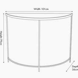 Pacific Lifestyle Marazzi Bevelled Glass And Black Metal Half Moon Console Table - thumbnail 2