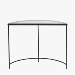 Pacific Lifestyle Marazzi Bevelled Glass And Black Metal Half Moon Console Table - thumbnail 4