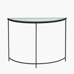 Pacific Lifestyle Marazzi Bevelled Glass And Black Metal Half Moon Console Table - thumbnail 3
