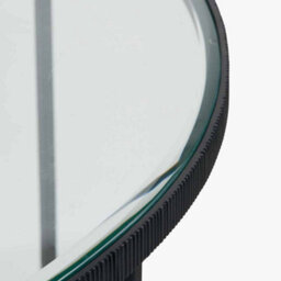 Pacific Lifestyle Marazzi Bevelled Glass And Black Metal Half Moon Console Table - thumbnail 9
