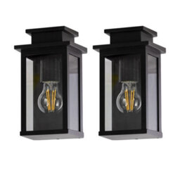 First Choice Lighting Set Of 2 Cotswold - Black Traditional Flush Outdoor Wall Lights - thumbnail 1