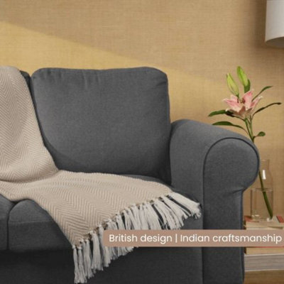 Anna Michelle Designs Chevron Grey Handwoven Throw Recycled Plastic Bottles - image 1