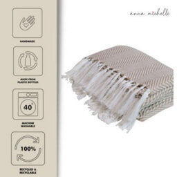 Anna Michelle Designs Chevron Grey Handwoven Throw Recycled Plastic Bottles - thumbnail 2